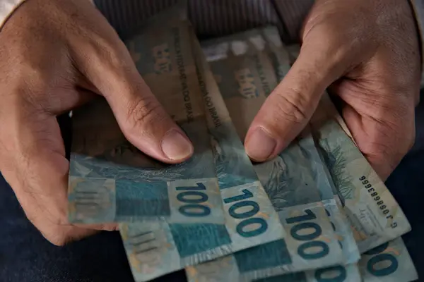 Rio Janeiro Brasilien 2024 Anschauliches Bild Der Geldwäsche Mit Echten — Stockfoto