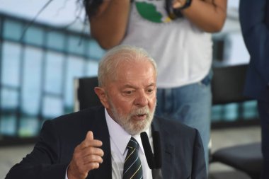 BRASILIA (DF), 12.03.2024 - Brezilya Cumhuriyeti Başkanı Luis Inacio Lula da Silva, Brezilya 'daki Palacio do Planalto' da 100 Yeni Eğitim, Bilim ve Teknoloji Enstitüsü 'nü duyurdu.. 