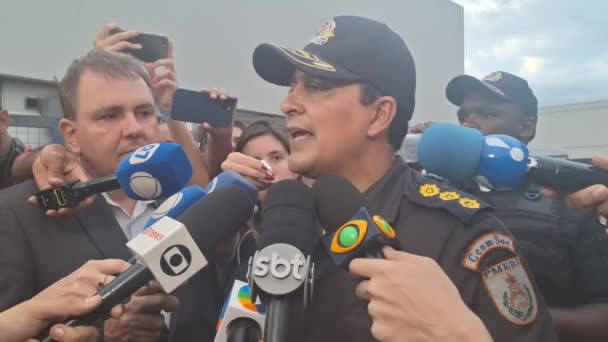 Marca 2024 Rio Janeiro Brazylia Pułkownik Marco Andrade Rzecznik Policji — Wideo stockowe