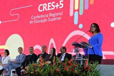 BRASILIA (DF), 03/13/2024 - HIGHER EDUCATION/UNESCO/MEC - Minister of Education Camilo Santana and Minister of Science and Technology Luciana Santos participate in the opening of the Regional Higher Education Conference - CRES+5  clipart