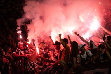 Sao Bernardo (SP), 03 / 14 / 2024 - COPA DO BRASIL / SAO BERNARDO x CORINTHIANS - Corinthians taraftarları, Sao Bernardo ile Corinthians arasında oynanan ve 2024 Brezilya Futbol Kupası 'nın 1.