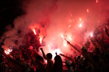 Sao Bernardo (SP), 03 / 14 / 2024 - COPA DO BRASIL / SAO BERNARDO x CORINTHIANS - Corinthians taraftarları, Sao Bernardo ile Corinthians arasında oynanan ve 2024 Brezilya Futbol Kupası 'nın 1.