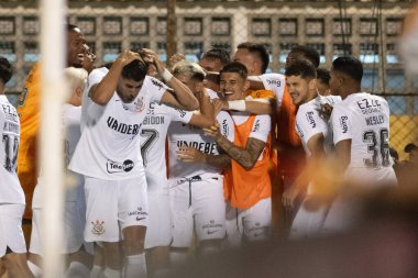 Sao Bernardo (SP), 03 / 14 / 2024 - COPA DO BRASIL / SAO BERNARDO x CORINTHIANS - Yuri Alberto, Sao Bernardo ile Corinthians arasında oynanan ve 2024 Brezilya Futbol Kupası 'nın 2. etabı için geçerli olan maçtaki golünü kutluyor.