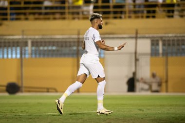 Sao Bernardo (SP), 03 / 14 / 2024 - COPA DO BRASIL / SAO BERNARDO x CORINTHIANS - Yuri Alberto, Sao Bernardo ile Corinthians arasında oynanan ve 2024 Brezilya Futbol Kupası 'nın 2. etabı için geçerli olan maçtaki golünü kutluyor.