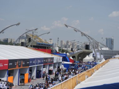 SAO PAULO (SP), 03 / 16 / 2024 - Sao Paulo e-Prix de Formula E sırasında hareket bu Cumartesi, 16 Mart 2024 Anhembi tesisinde, Sao Paulo 'nun kuzeyinde. 