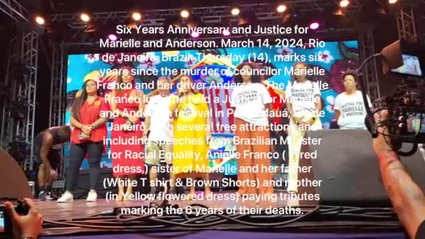 Šest Let Výročí Spravedlnost Pro Marielle Andersona Března 2024 Rio — Stock video