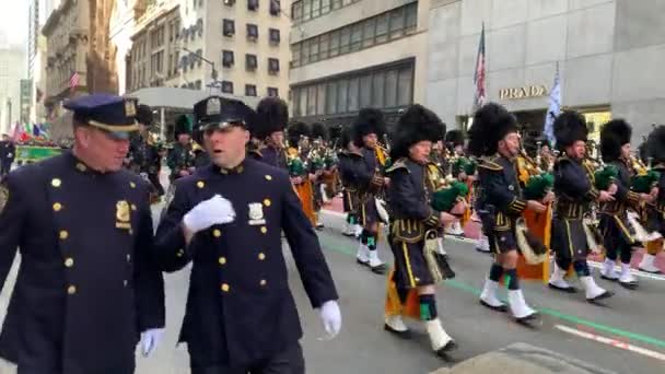 263Η Ετήσια Παρέλαση Αγίου Πατρικίου Νέας Υόρκης Μαρτίου 2024 Νέα — Αρχείο Βίντεο