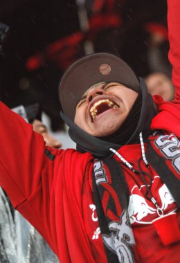 New York Red Bull Miami 'ye karşı. 23 Mart 2024 'te, Harrison, New Jersey, ABD: Red Bull ile MLS normal sezonunda New York Red Bull ve Miami arasında oynanan futbol maçında RBNY' den L. Morgan 'ın golünü kutlayan oyuncular ve taraftarlar