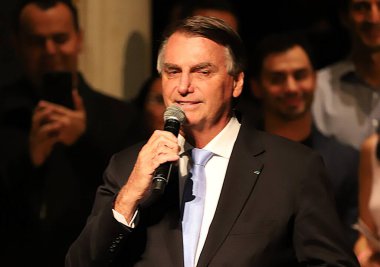 Sao Paulo (SP), Brezilya 03 / 25 / 2024 - Eski Brezilya cumhurbaşkanı Jair Messias Bolsonaro, Sao Paulo Belediye Meclisi 'nin bu Pazartesi günü düzenlediği bir etkinlikte eşi Michelle Bolsonaro' nun anısına konuşuyor)