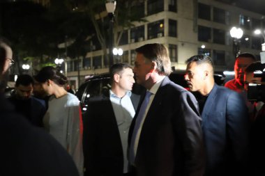 Sao Paulo (SP), Brezilya 03 / 25 / 2024 - Eski Brezilya cumhurbaşkanı Jair Messias Bolsonaro, Sao Paulo Belediye Meclisi 'nin bu Pazartesi günü düzenlediği bir etkinlikte eşi Michelle Bolsonaro' nun anısına konuşuyor)