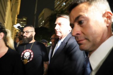 Sao Paulo (SP), Brezilya 03 / 25 / 2024 - Eski Brezilya cumhurbaşkanı Jair Messias Bolsonaro, Sao Paulo Belediye Meclisi 'nin bu Pazartesi günü düzenlediği bir etkinlikte eşi Michelle Bolsonaro' nun anısına konuşuyor)