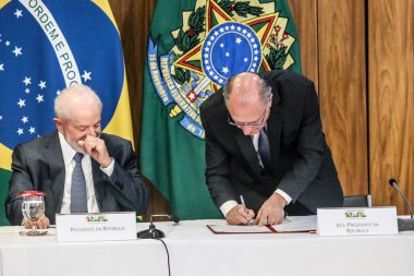Brasilia (DF), 03 / 26 / 2024 - Brezilya Cumhuriyeti Cumhurbaşkanı Luiz Inacio Lula da Silva ve Cumhuriyet / Kalkınma, Sanayi, Ticaret ve Hizmetler Bakanı Yardımcısı Geraldo Alckmin