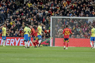 MADRID (ES) 03 / 26 / 2024 - Bu Salı günü Madrid 'deki Santiago Bernabeu Stadyumu' nda oynanan İspanya ve Brezilya Millî Takım Arkadaşları için geçerli bir maç olan