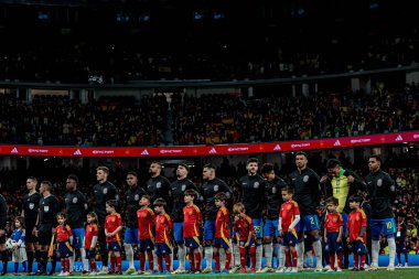 MADRID (ES) 03 / 26 / 2024 - Brezilya takımı, İspanya ile Brezilya arasında oynanan ve bu salı günü Madrid 'deki Santiago Bernabeu Stadyumu' nda oynanan maç sırasında,. 