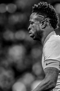 MADRID (ES) 03 / 26 / 2024 - Oyuncu Vinicius Junior, İspanya ile Brezilya arasında oynanan ve Madrid 'deki Santiago Bernabeu Stadyumu' nda düzenlenen milli takımların dostları için geçerli olan maçta