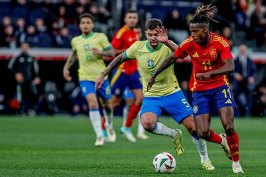MADRID (ES) 03 / 26 / 2024 - Oyuncu Bruno Guimaraes, İspanya ile Brezilya arasında oynanan ve Madrid 'deki Santiago Bernabeu Stadyumu' nda düzenlenen milli takımların dostları için geçerli olan maçta