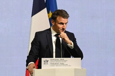 Sao Paulo (SP), Brezilya 03 / 28 / 2024 Emmanuel Macron Başkanı Fransa 8. Brezilya Fransa Ekonomik Forumu sırasında bu Çarşamba Sao Paulo 'daki Avenida Paulista' daki Fiesp genel merkezinde konuştu. 