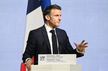 Sao Paulo (SP), Brezilya 03 / 28 / 2024 Emmanuel Macron Başkanı Fransa 8. Brezilya Fransa Ekonomik Forumu sırasında bu Çarşamba Sao Paulo 'daki Avenida Paulista' daki Fiesp genel merkezinde konuştu. 