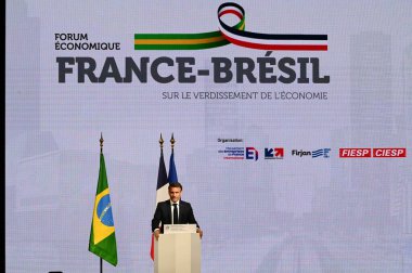 Sao Paulo (SP), Brezilya 03 / 28 / 2024 Emmanuel Macron Başkanı Fransa 8. Brezilya Fransa Ekonomik Forumu sırasında bu Çarşamba Sao Paulo 'daki Avenida Paulista' daki Fiesp genel merkezinde konuştu. 