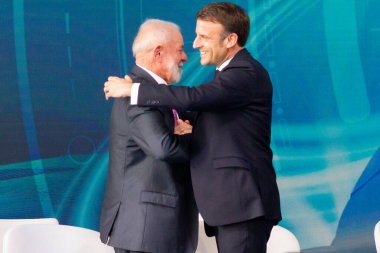 Rio de Janeiro (RJ) Brazil 03 / 27 / 2024 - Cumhurbaşkanları Luiz Inacio Lula da Silva (PT) ve Fransız Emmanuel Macron, bu Çarşamba sabahı Brezilya Donanması 'ndan Tonelero denizaltısının açılışını gerçekleştirdiler.. 