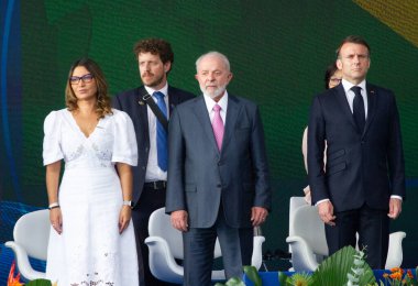 Rio de Janeiro (RJ) Brazil 03 / 27 / 2024 - Cumhurbaşkanları Luiz Inacio Lula da Silva (PT) ve Fransız Emmanuel Macron, bu Çarşamba sabahı Brezilya Donanması 'ndan Tonelero denizaltısının açılışını gerçekleştirdiler.. 