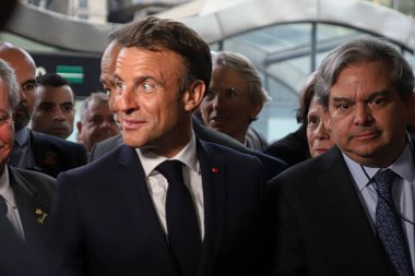 Sao Paulo (SP), 03 / 27 / 2024 - Fransa Cumhurbaşkanı Emmanuel Macron 'un Brezilya-Fransa Ekonomi Forumuna katılması, 27 Mart 2024 Çarşamba günü Sao Paulo' daki Avenida Paulista Fiesp 'de gerçekleşti.. 