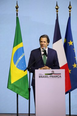 Sao Paulo (SP), Brezilya 03 / 27 / 2024 - Maliye Bakanı Fernando Haddad, Sao Paulo 'da düzenlenen Brezilya-Fransa Ekonomi Forumu sırasında konuştu.. 