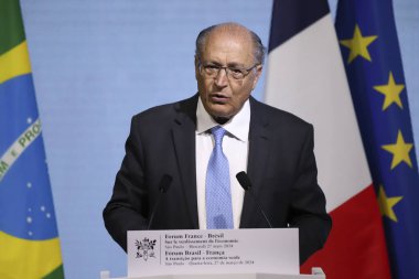 Sao Paulo (SP), Brezilya 03 / 27 / 2024 - Cumhuriyet Başkan Yardımcısı Geraldo Alckmin, 27 Mart 2024 Çarşamba günü Sao Paulo 'daki Avenida Paulista' da düzenlenen Brezilya-Fransa Ekonomi Forumuna katıldı.. 