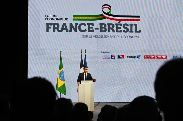 Sao Paulo (SP), Brezilya 03 / 28 / 2024 Emmanuel Macron Başkanı Fransa 8. Brezilya Fransa Ekonomik Forumu sırasında bu Çarşamba Sao Paulo 'daki Avenida Paulista' daki Fiesp genel merkezinde konuştu. 