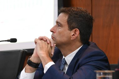 Sao Paulo (SP), Brezilya 03 / 28 / 2024 - Roberto Campos Neto Merkez Bankası Başkanı ve Diogo Guillen Ekonomi Politikası Müdürü, 2024 Enflasyon Raporunu sunmak üzere düzenlediği basın toplantısında