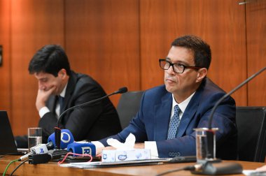 Sao Paulo (SP), Brezilya 03 / 28 / 2024 - Roberto Campos Neto Merkez Bankası Başkanı ve Diogo Guillen Ekonomi Politikası Müdürü, 2024 Enflasyon Raporunu sunmak üzere düzenlediği basın toplantısında