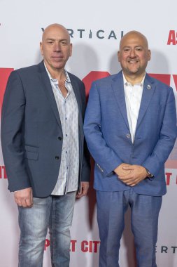 Asphalt City New York Screening. March 27, 2024, New York, New York, USA: Eric Cardamone and George Contreras attend the Asphalt City New York Screening at AMC Lincoln Square Theater on March 27, 2024 in New York City.  clipart