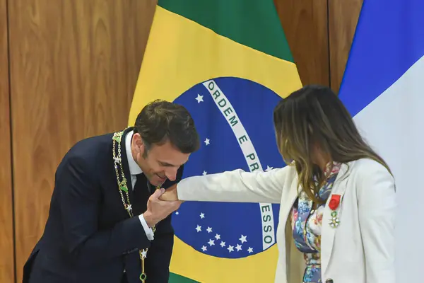 Brasilia Brasil 2024 Primera Dama Janja Silva Recibe Visita Del — Foto de Stock