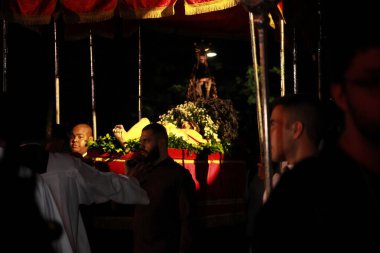 RIO DE JANEIRO (RJ) 03 / 29 / 2024 - AUTO DA PAIXAO / DE CRISTO / NA LAPA- Bu İyi Cuma, Auto da Paixao de Cristo Rio de Janeiro 'nun merkezindeki Arcos da Lapa' da sahnelenecek. Kültür Vekili Piskoposluk tarafından organize edildi.