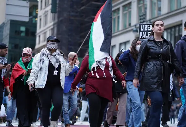 Pro Filistin Büyük Protesto Mart 2024 New York Abd Binlerce — Stok fotoğraf