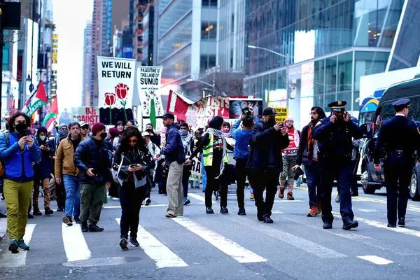 Masywny Protest Przeciwko Palestynie Marca 2024 Nowy Jork Usa Tysiące — Zdjęcie stockowe