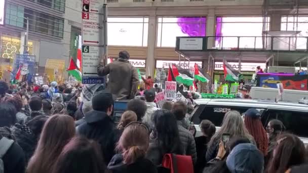 Palesztina Melletti Masszív Tiltakozás 2024 Március New York Usa Tüntetők — Stock videók