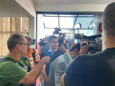 SAO PAULO (SP) 04 / 01 / 2024 Fernando Sastre de Andrade Filho, 52 yaşındaki uygulama sürücüsü Ornaldo da Silva Viana 'yı öldüren Porche sürücüsü, avukatlarıyla birlikte Tatuape bölgesindeki polis karakoluna geldi 