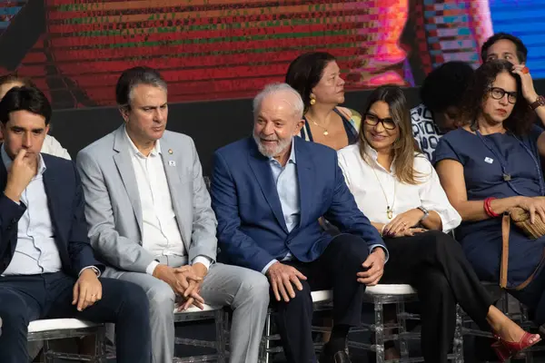 Rio Janeiro ブラジル 2024 リオデジャネイロ市長 エドゥアルドペス ルイス イノシオ ルーラ シルバ大統領は — ストック写真