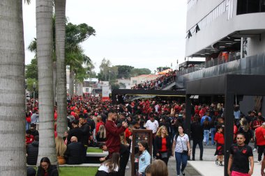CURITIBA (PR), Brazil 06/04/2024 - Movement of fans before the match between Athletico PR against Maringa, valid for the final of the Campeonato Paranaense 2024, at the Ligga Arena clipart