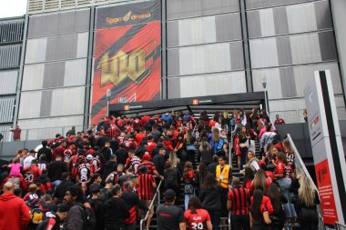 CURITIBA (PR), Brazil 06/04/2024 - Movement of fans before the match between Athletico PR against Maringa, valid for the final of the Campeonato Paranaense 2024, at the Ligga Arena  clipart