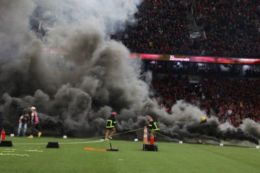 CURITIBA (PR), Brezilya 04 / 06 / 2024 - Bu cumartesi öğleden sonra Ligga Arena 'da düzenlenen 2024 Paranense Şampiyonası finalinde geçerli olan Athletico PR ile Maringa arasında oynanan maçta 