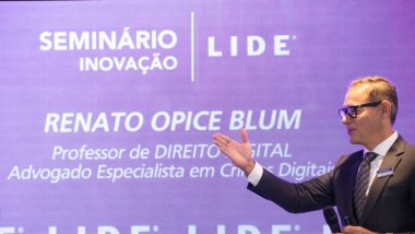 Sao Paulo (SP), 04/05/2024  Renato Opice Blum, lawyer specializing in Digital Crimes, makes his presentation at the LIDE Innovation Seminar receives executives and experts to discuss advances in technology  clipart