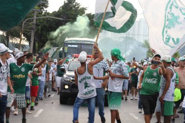 Sao Paulo (SP), Brezilya 04 / 7 / 2024 - Palmeiras ve Santos arasındaki maçtan önceki hareket, 2024 Paulista Futbol Şampiyonası finalinin ikinci ayağı için geçerli, Sao Paulo 'daki Allianz Parque' da yapıldı.
