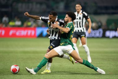Sao Paulo (SP), Brezilya 04 / 7 / 2024 - Bu Pazar gecesi Sao Paulo 'daki Allianz Parque' da düzenlenen 2024 Paulista Futbol Şampiyonası finalinin ikinci ayağı için Palmeiras ve Santos arasında oynanan maç