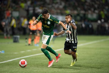 Sao Paulo (SP), Brezilya 04 / 7 / 2024 - Bu Pazar gecesi Sao Paulo 'daki Allianz Parque' da düzenlenen 2024 Paulista Futbol Şampiyonası finalinin ikinci ayağı için Palmeiras ve Santos arasında oynanan maç