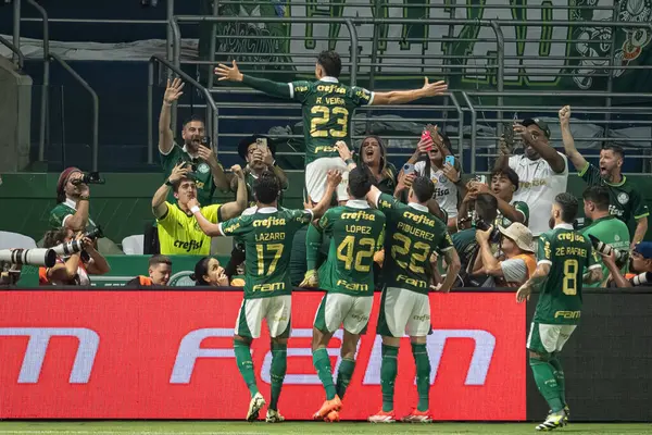 Sao Paulo (SP), Brezilya 04 / 7 / 2024 - Palmeiras ve Santos arasındaki maçta Raphael Veiga, Sao Paulo 'daki Allianz Parque' da düzenlenen 2024 Paulista Futbol Şampiyonası finalinin ikinci ayağı için geçerlidir.