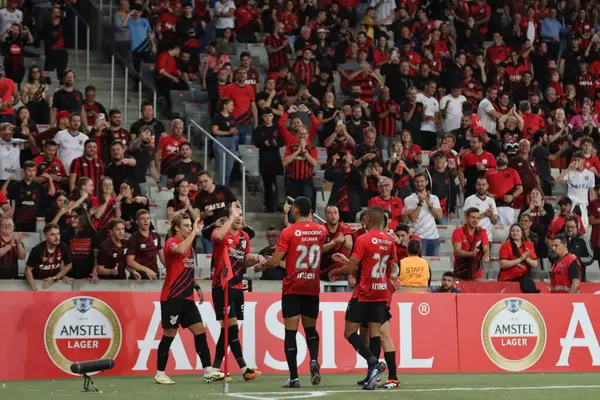 stock image CURITIBA (PR), Brazil 09/04/2024 - The player Pablo celebrates his goal during a match between Athletico PR against Rayo Zuliano valid for the 2nd round of the group stage of the World Cup Sudamericana