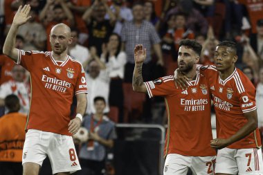 Lizbon (PT), 11 / 04 / 2024 - LIGA EUROPA / SL BENFICA x OLYMPIQUE DE MARSEILLE - Rafa (27) Benfica oyuncusu, Avrupa Ligi çeyrek finallerinin birinci ayağı için geçerli olan SL Benfica x Olympique de Marseille arasındaki maçı kutluyor. 