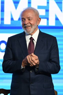 Sao Paulo (SP), Brezilya 04 / 12 / 2024 - Luiz Inacio Lula da Silva (PT) Brezilya Cumhurbaşkanı, (ANFAVEA) Motorlu Araç İmalat Ulusal Derneği 'nin yeni genel merkezinin açılış töreninde